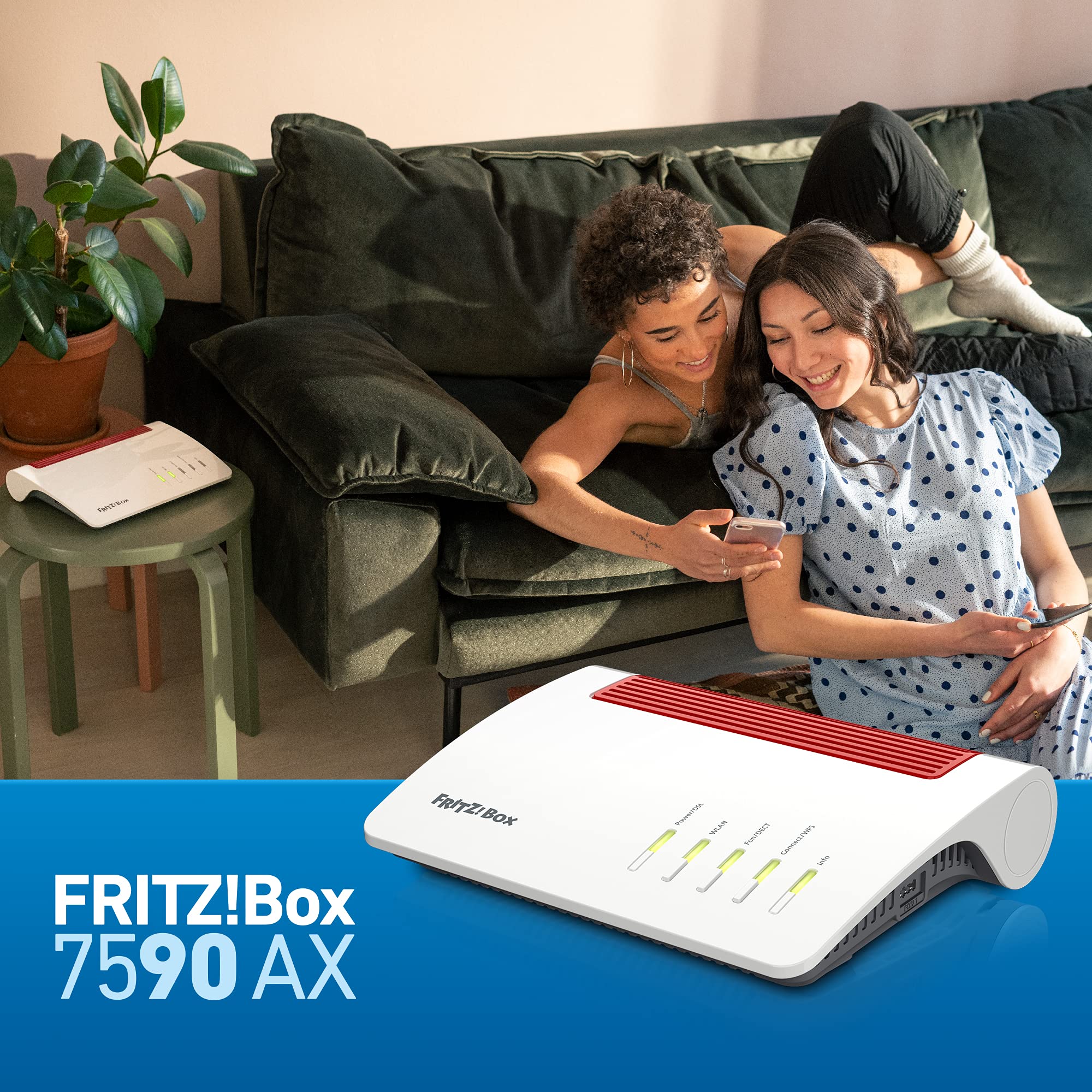 FRITZ!Box 7590 AX Exclusive – Wi-Fi 6 DSL-Router mit Mesh, DECT & USB-Stick
