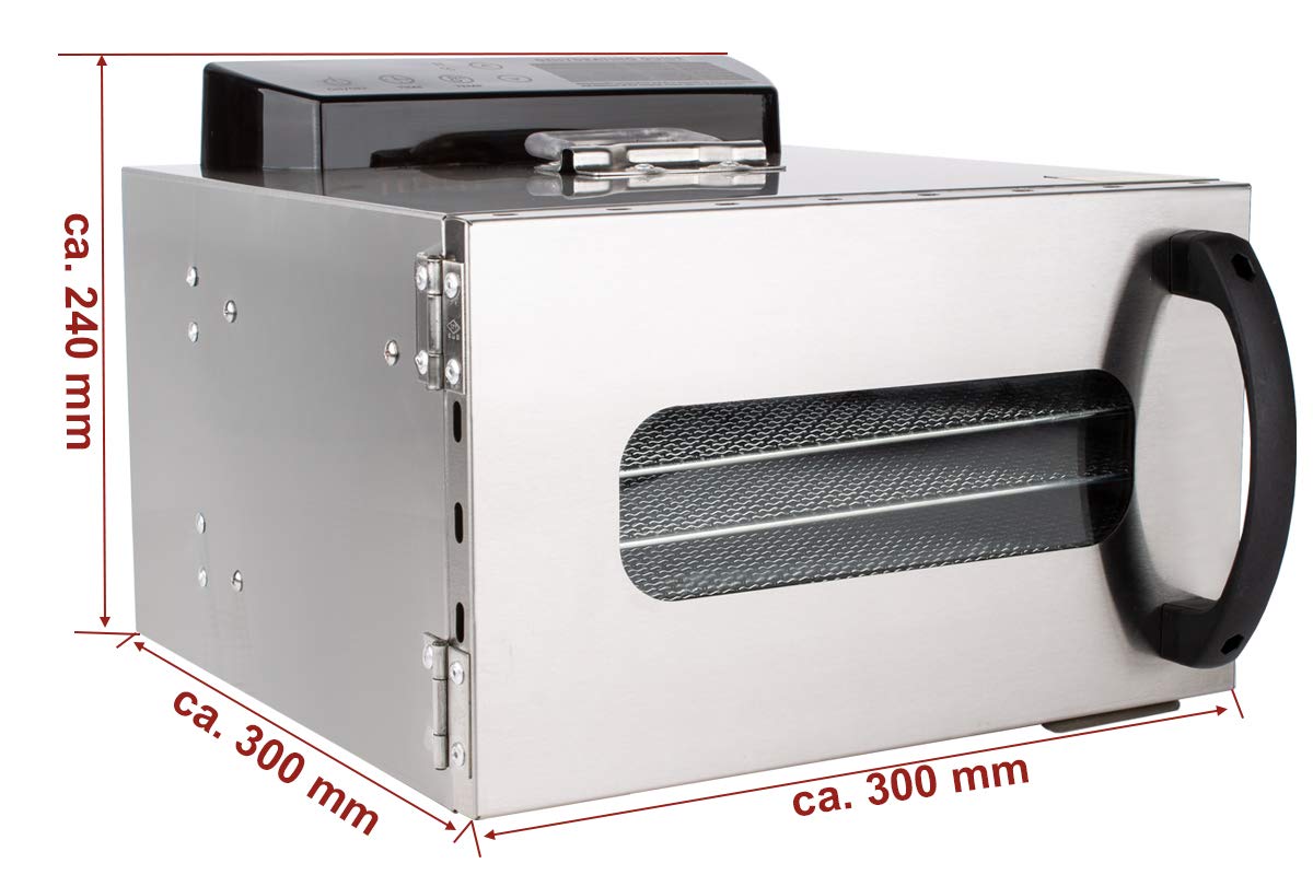 Beeketal 'BDA-15' Dörrautomat aus Edelstahl mit 10 Etagen, Zeitschaltuhr (max. 24h), einstellbarer Temperatur (30-90 °C) und LED Bedienfeld - Profi Gastro Dörrgerät inkl. 10 Einlegegitter