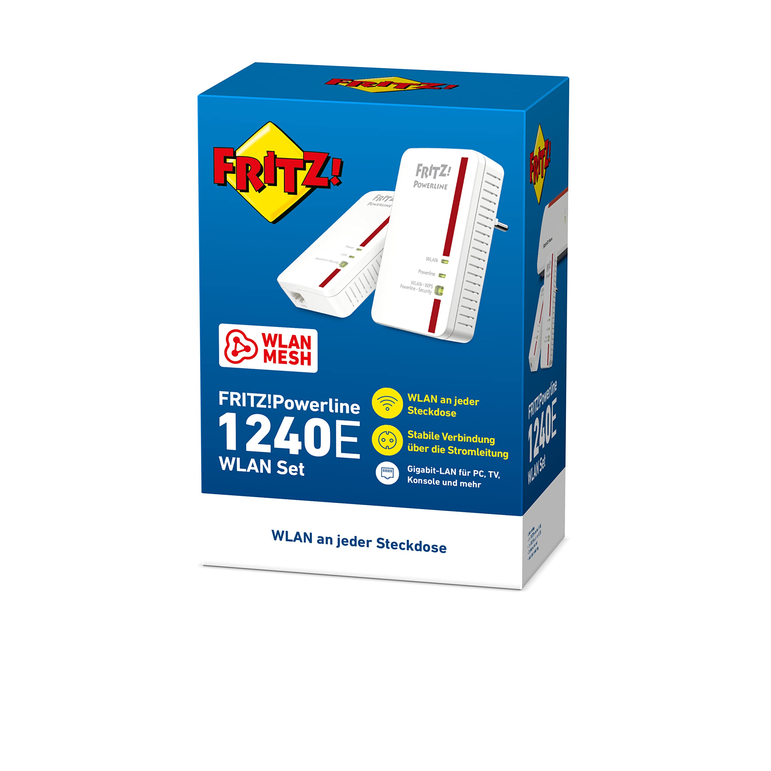 FRITZ!Powerline 1240E/1000E Set – WLAN & 1.200 MBit/s für Streaming & NAS